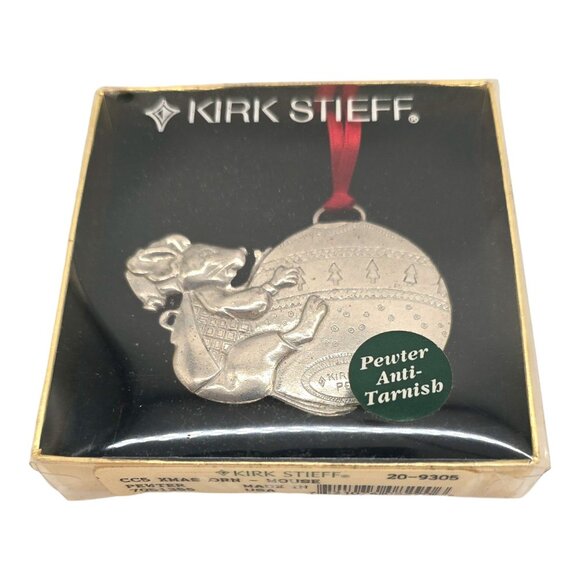Kirk Stieff Pewter Christmas Ornament Mouse Ball USA Anti-Tarnish Holiday Gift - Picture 6 of 9